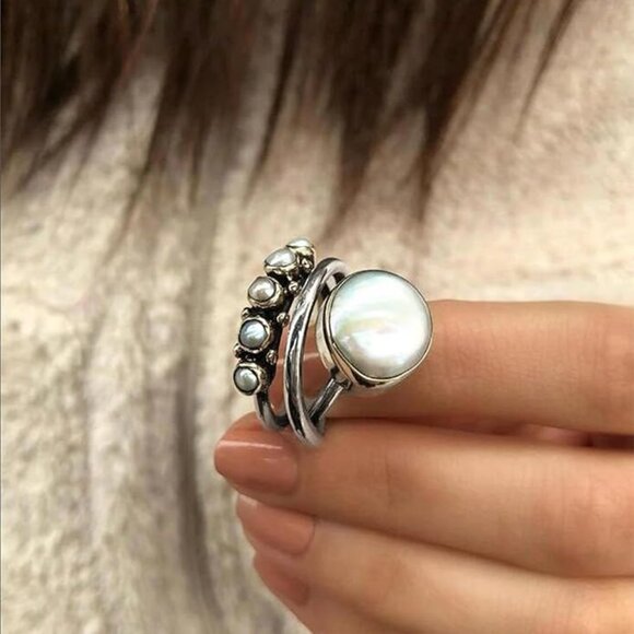 Silver pearl bead ring - Picture 4 of 6